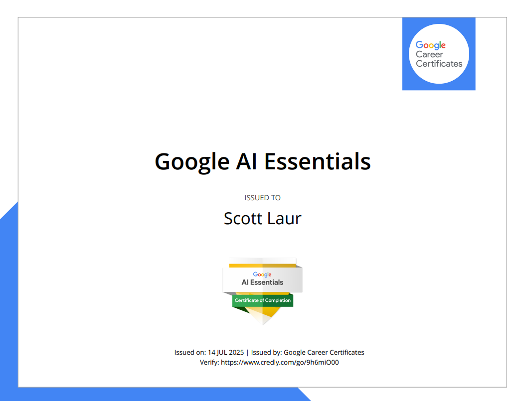 Google AI Essentials Certificate