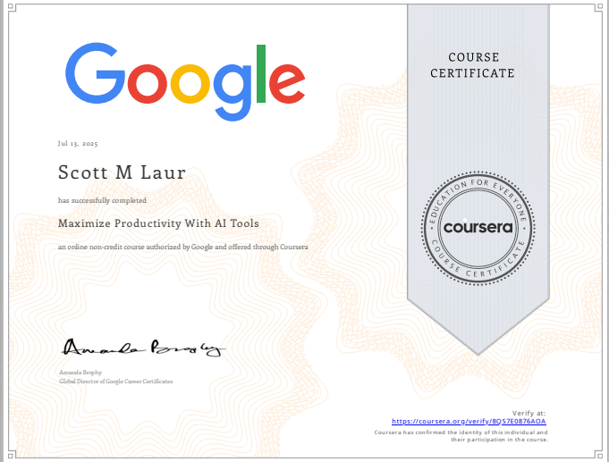 Maximize Productivity with AI Tools certificate